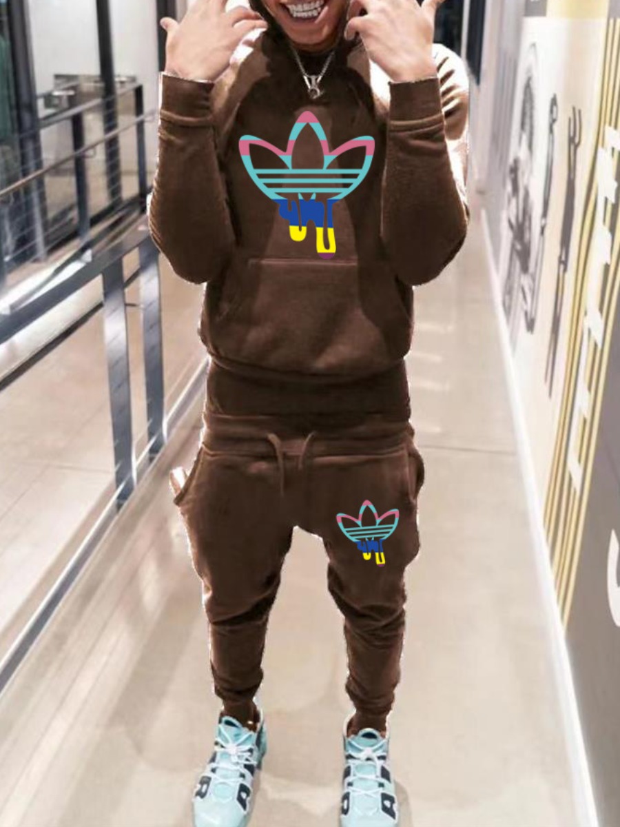 LW Men Gradient Kangaroo Pocket Tracksuit Set