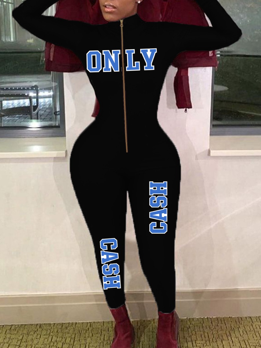 LW Only Cash Letter Print Jumpsuit