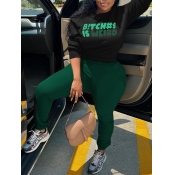 LW Plus Size Round Neck Letter Print Pants Set