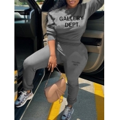 LW Dropped Shoulder Letter Print Pants Set