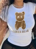 LW Plus Size Lover Bear Letter Print T-shirt