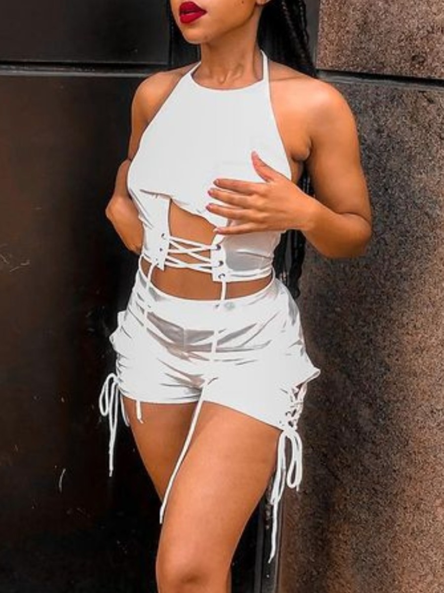 LW Bandage Hollow-out Design Shorts Set