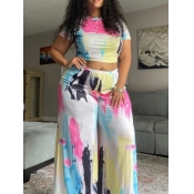 LW Street Half A Turtleneck Tie Dye Blue Two Piece