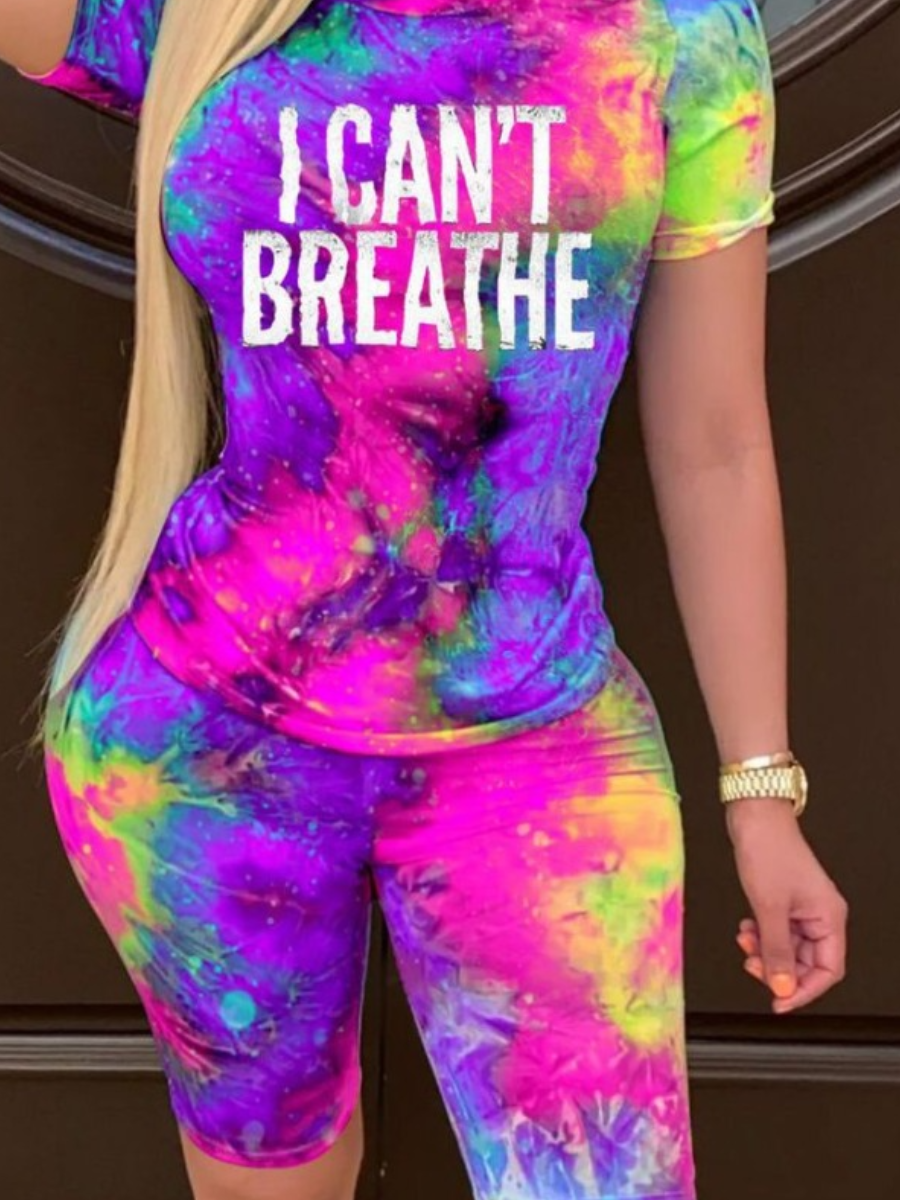 LW Gradient Letter Print Shorts Set