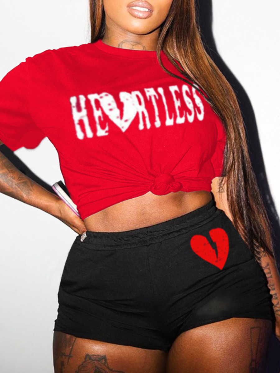 LW Broken Heart Letter Print Pants Set