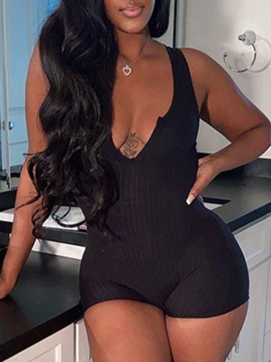 LW BASICS Rib Knit Cami Romper
