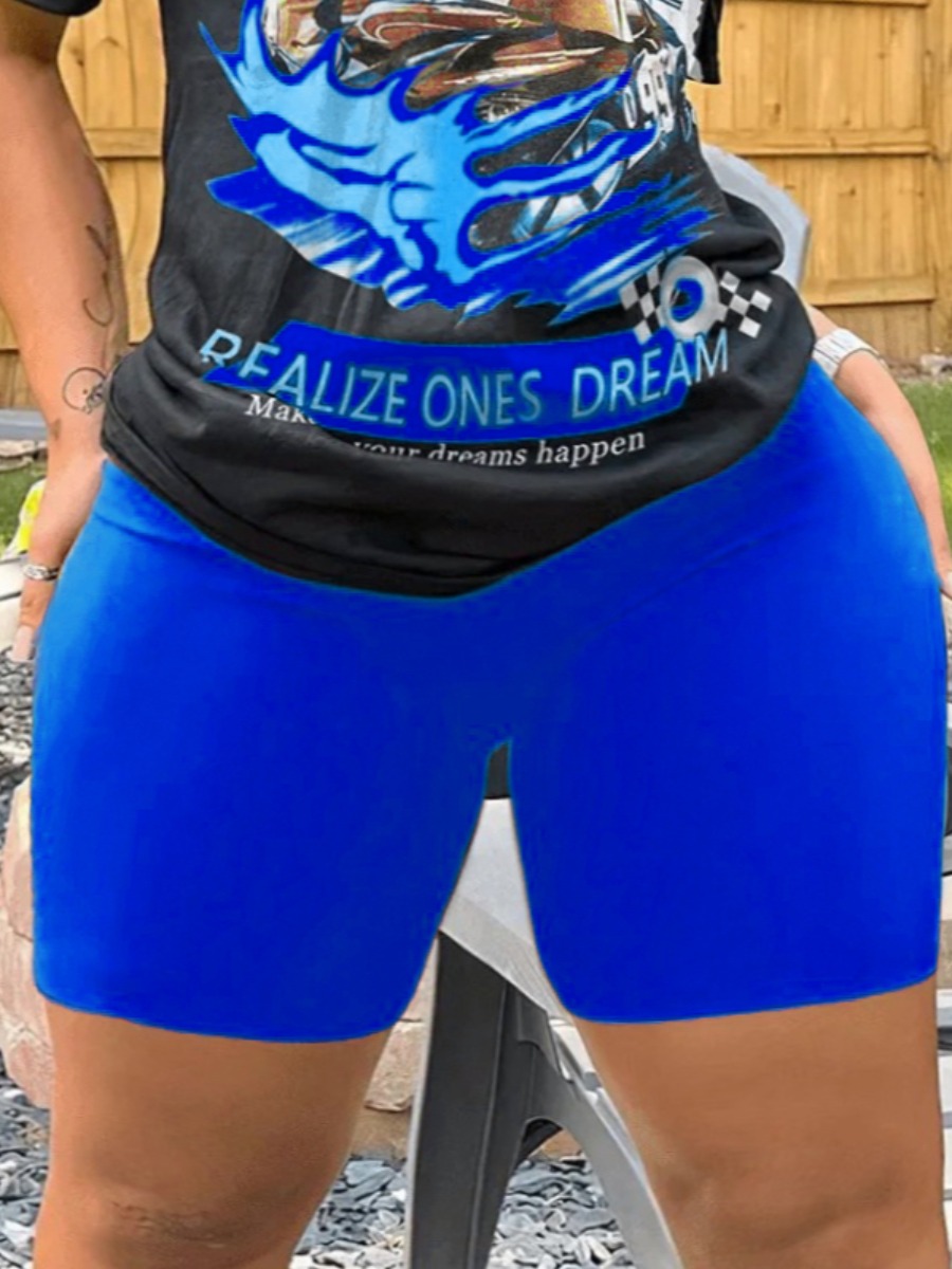 LW BASICS Plus Size Mid Waist Skinny High Stretchy Shorts