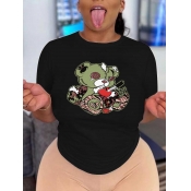 LW Plus Size Round Neck Cartoon Print T-shirt