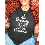 LW COTTON Plus Size Queen Letter Print T-shirt