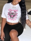 LW Skull Head Letter Print Shorts Set