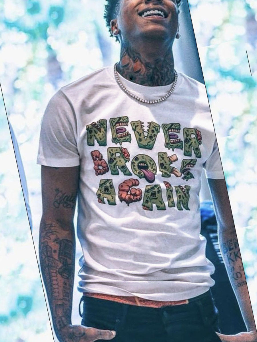 LW Men Round Neck Letter Print T-shirt