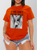 LW Cotton Feel Figure Letter Print T-shirt
