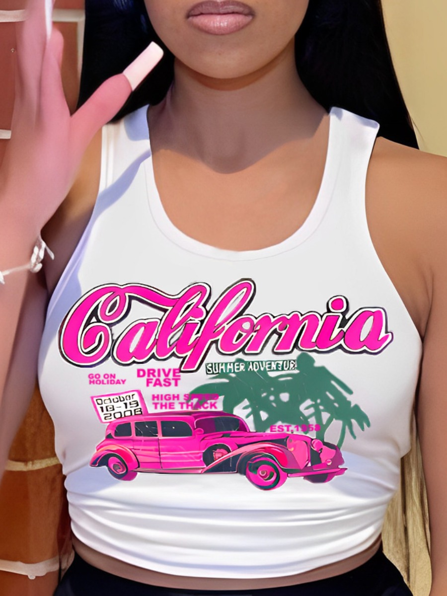 LW Racing Car Letter Print Camisole