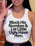 LW Plus Size Block His Number Letter Print Camisole