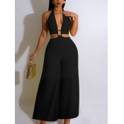 LW SXY Backless Ring Decor Wide Leg Jumpsuit