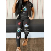 LW Loyalty Is Better Than Love Cartoon Print Pants