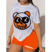 LW Cartoon Letter Print Shorts Set