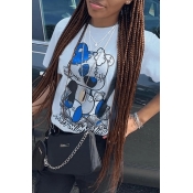 LW Cartoon Letter Print T-shirt