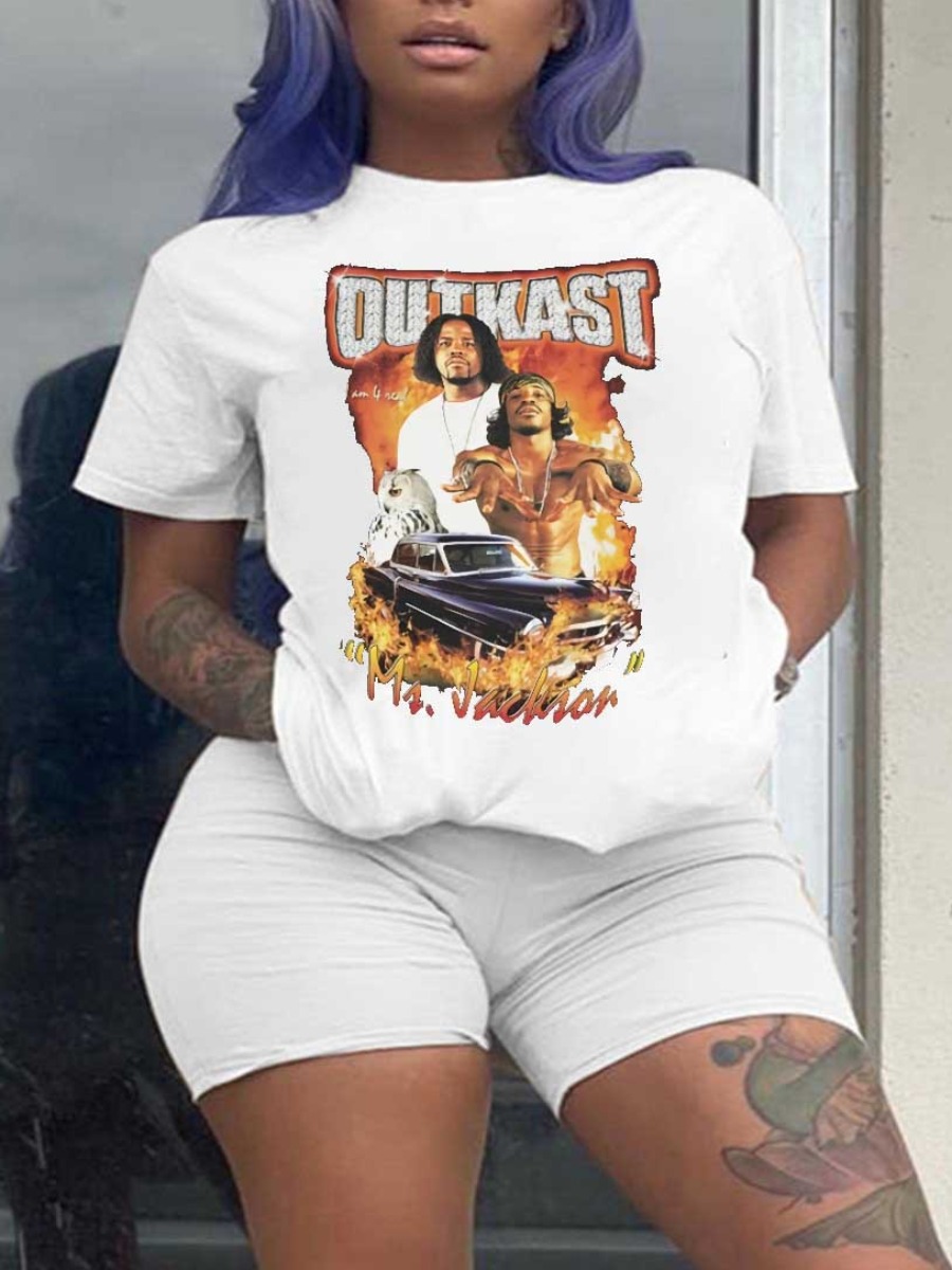 LW Plus Size Figure Racing Car Letter Print T-shirt