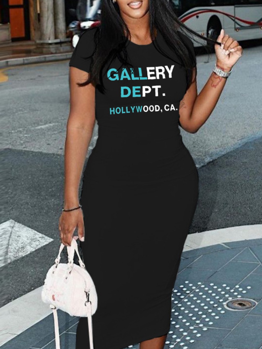 LW Plus Size Letter Print Bodycon Dress