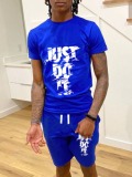 LW Men Just Do It Letter Print Drawstring Shorts Set