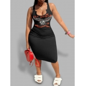 LW SXY Plus Size Animal Letter Print Bodycon Cami 