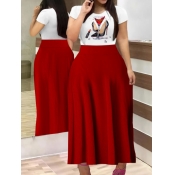 LW Plus Size Shoe Print A Line Dress