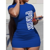 LW Pink Letter Print Bodycon Dress