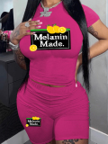 LW Lemon Melanin Letter Print Shorts Set