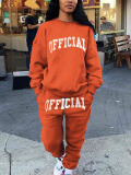 LW Letter Print Drawstring Oversized Pants Set