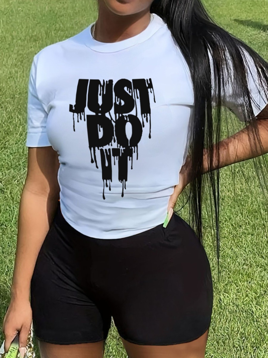 LW Just Do It Letter Print Shorts Set