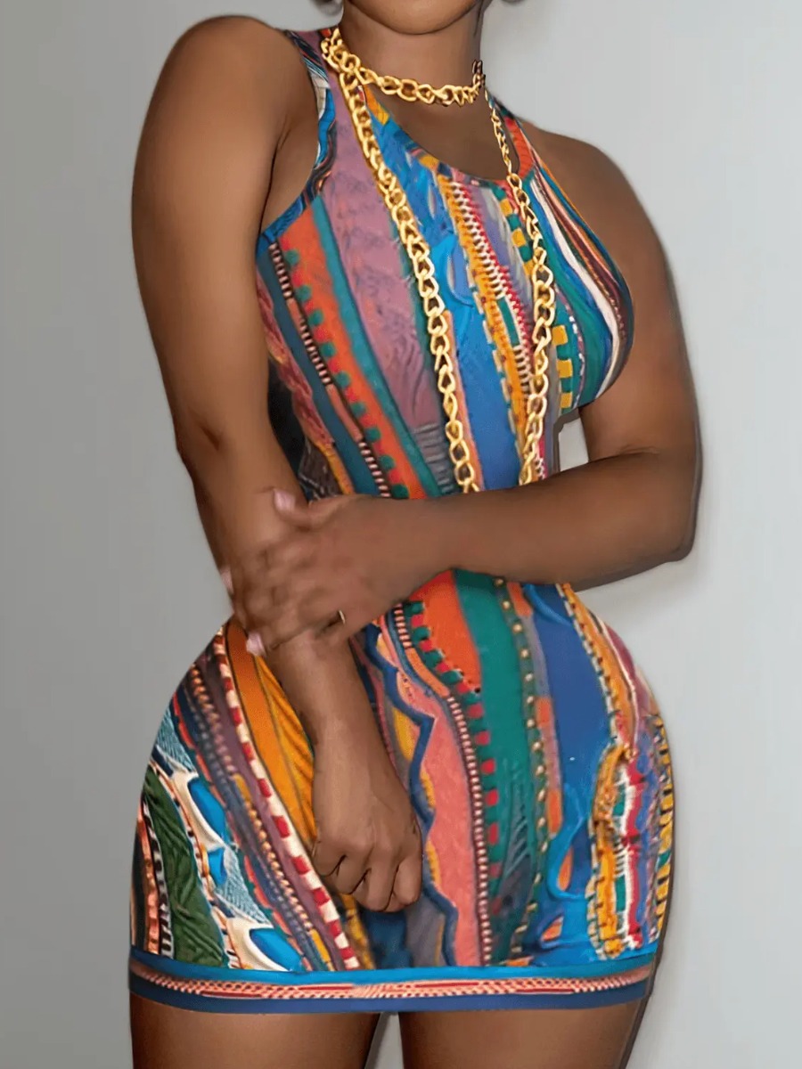 LW Mixed Print Bodycon Cami Dress