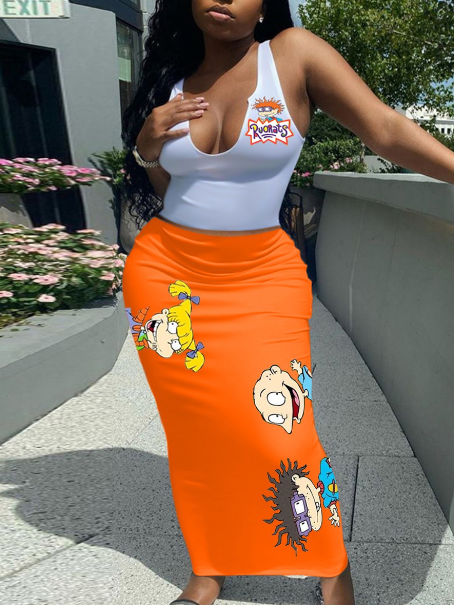 LW Cami Cartoon Print Skirt Set