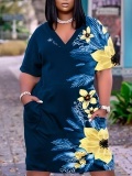 LW Plus Size Floral Print Pocket Design Dress
