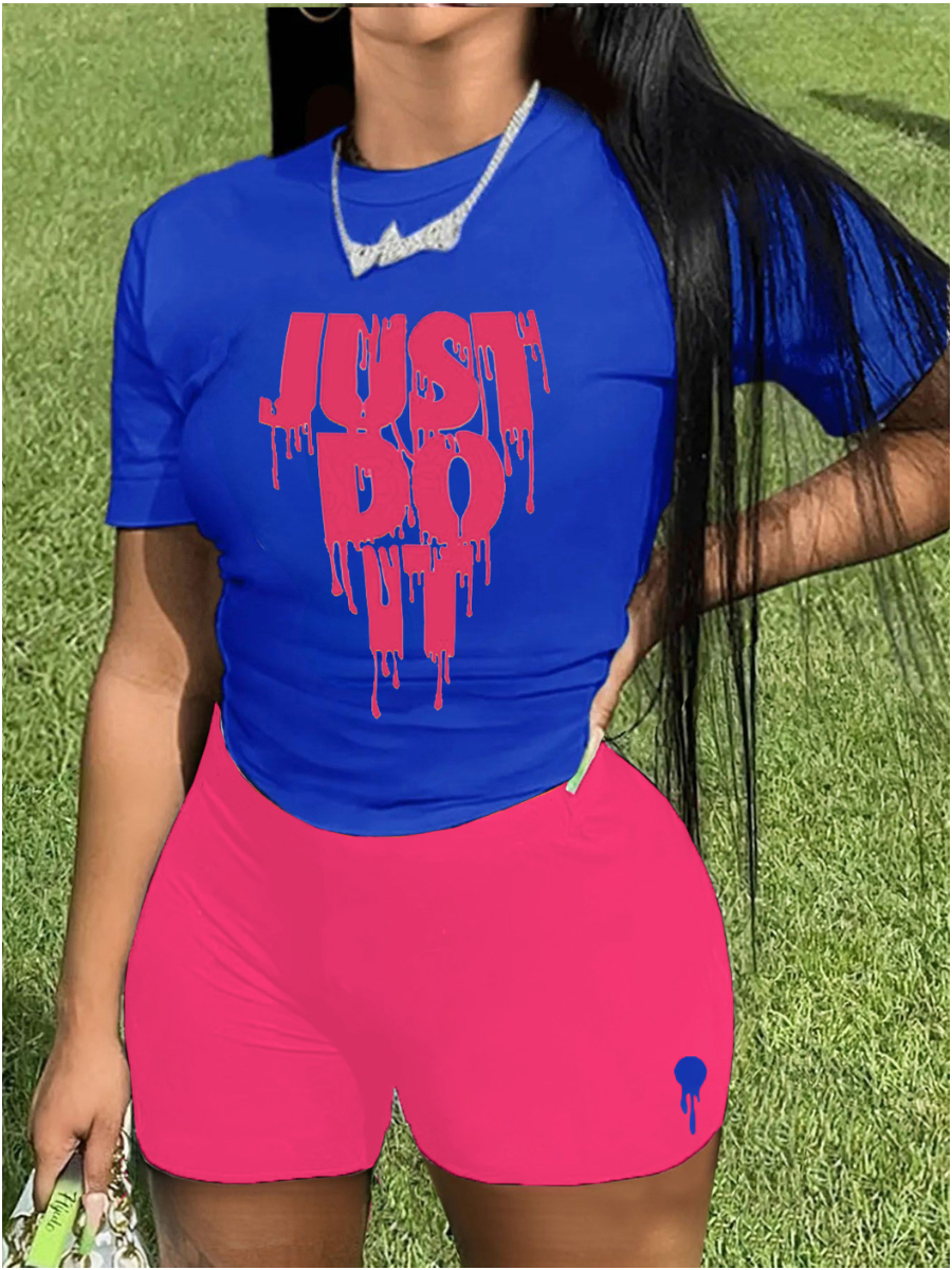 LW Just Do It Letter Print Shorts Set