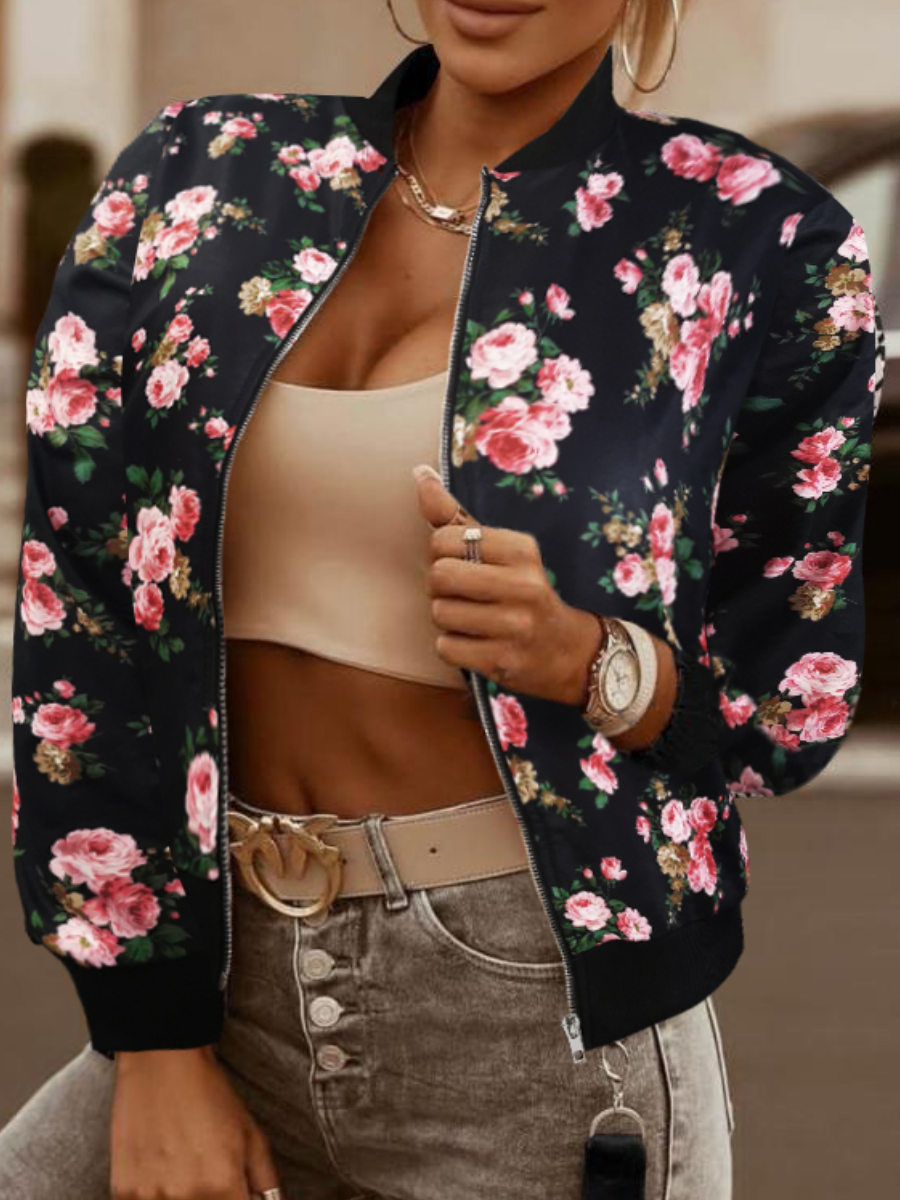 LW Plus Size Rose Flower Print Jacket