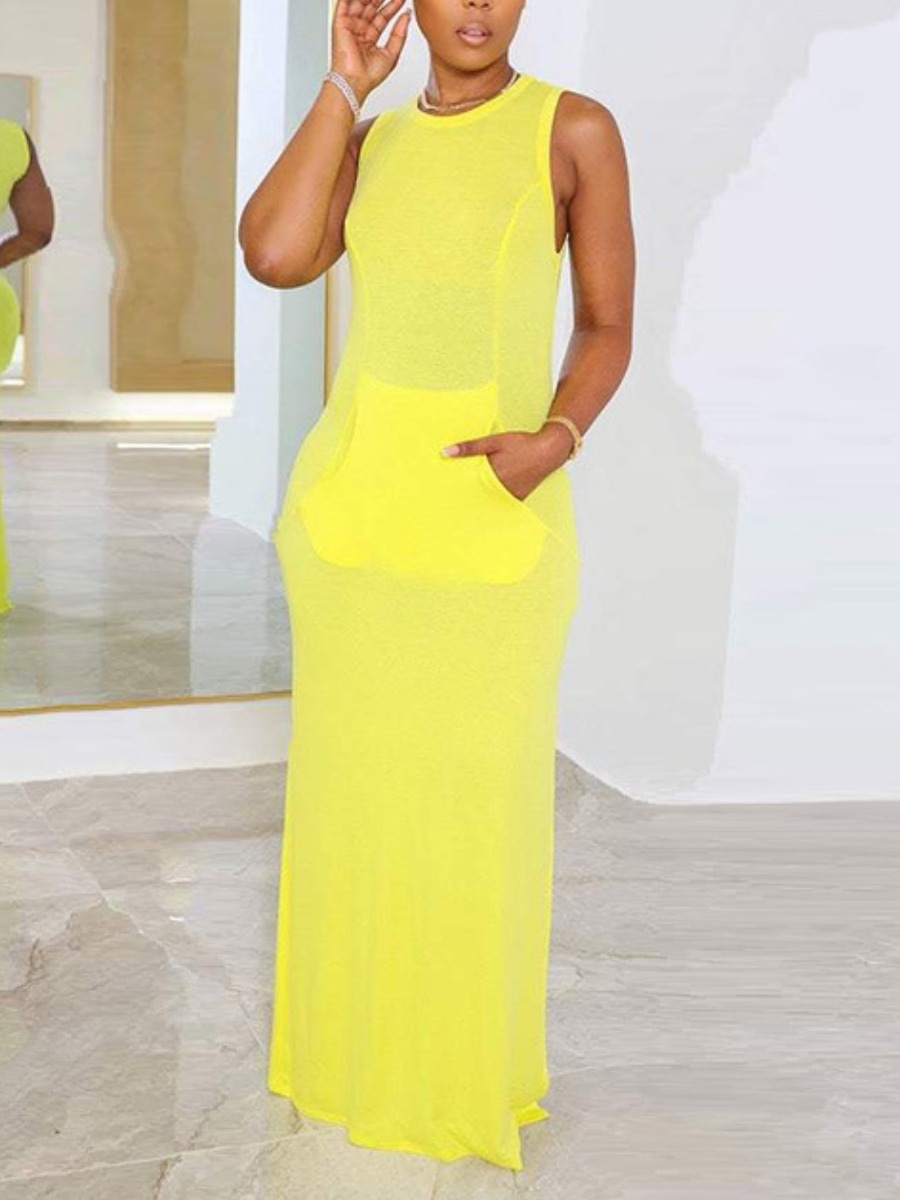 LW Kangaroo Pocket Cami Maxi Dress