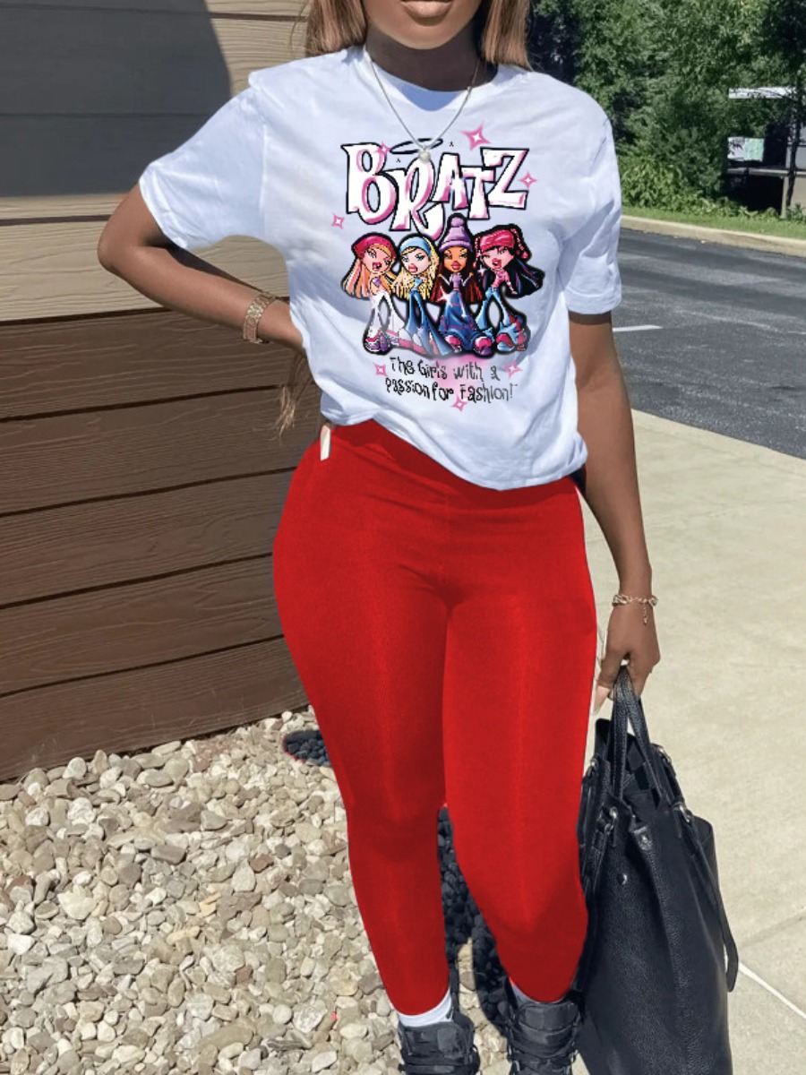 LW Cartoon Letter Print Pants Set