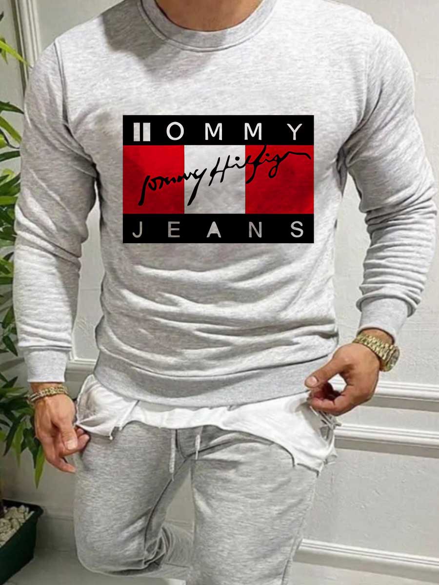 LW Men Letter Print Patchwork Sweatshirt