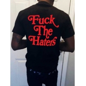 LW Men Letter Print Regular Fit T-shirt