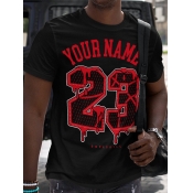 LW Men Letter Print Regular Fit T-shirt
