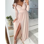LW Plus Size V Neck Cut Out Thigh Split Dress
