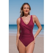 LW SXY V Neck Ruched One-piece Swimsuit