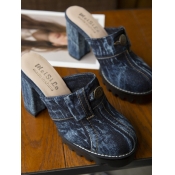 LW Round Toe Denim Heels