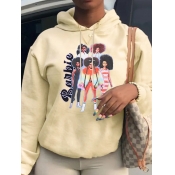 LW Figure Letter Print Kangaroo Pocket Hoodie