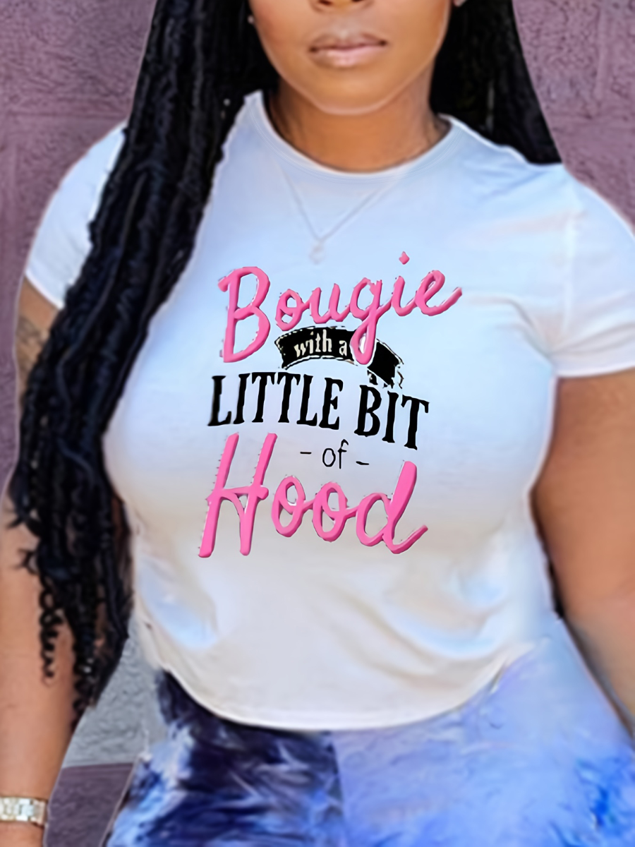LW Plus Size Little Bit Letter Print T-shirt