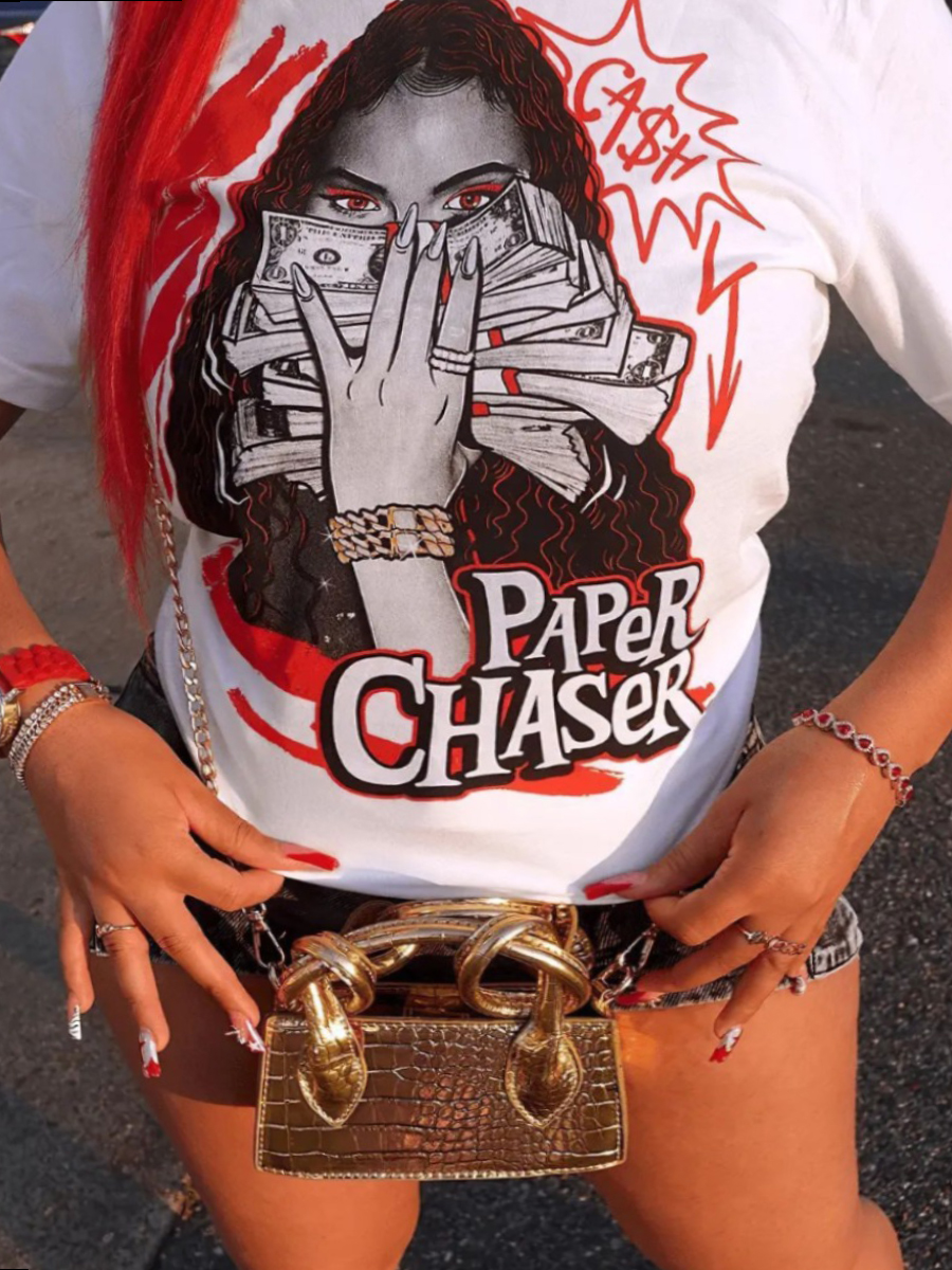 LW Plus Size Figure Money Letter Print T-shirt