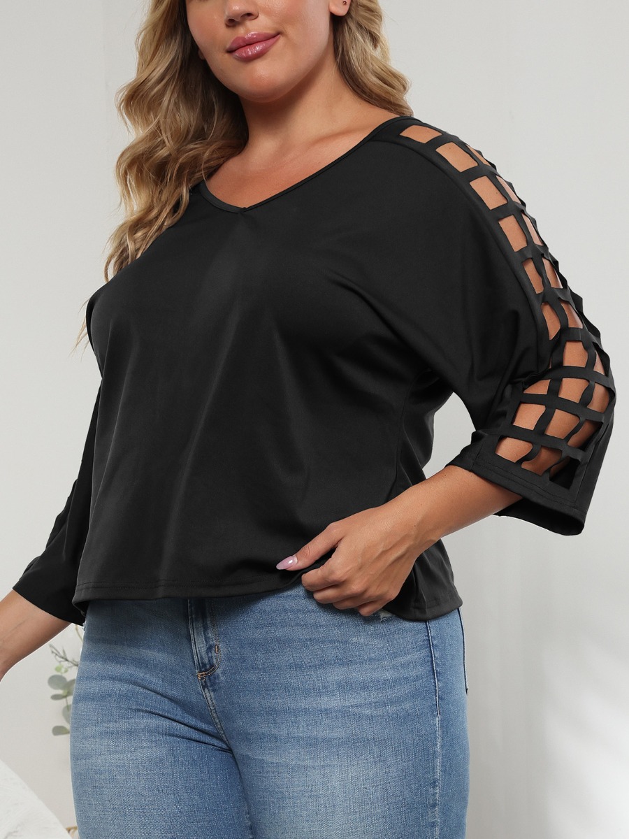 LW Plus Size V Neck Cut Out T-shirt