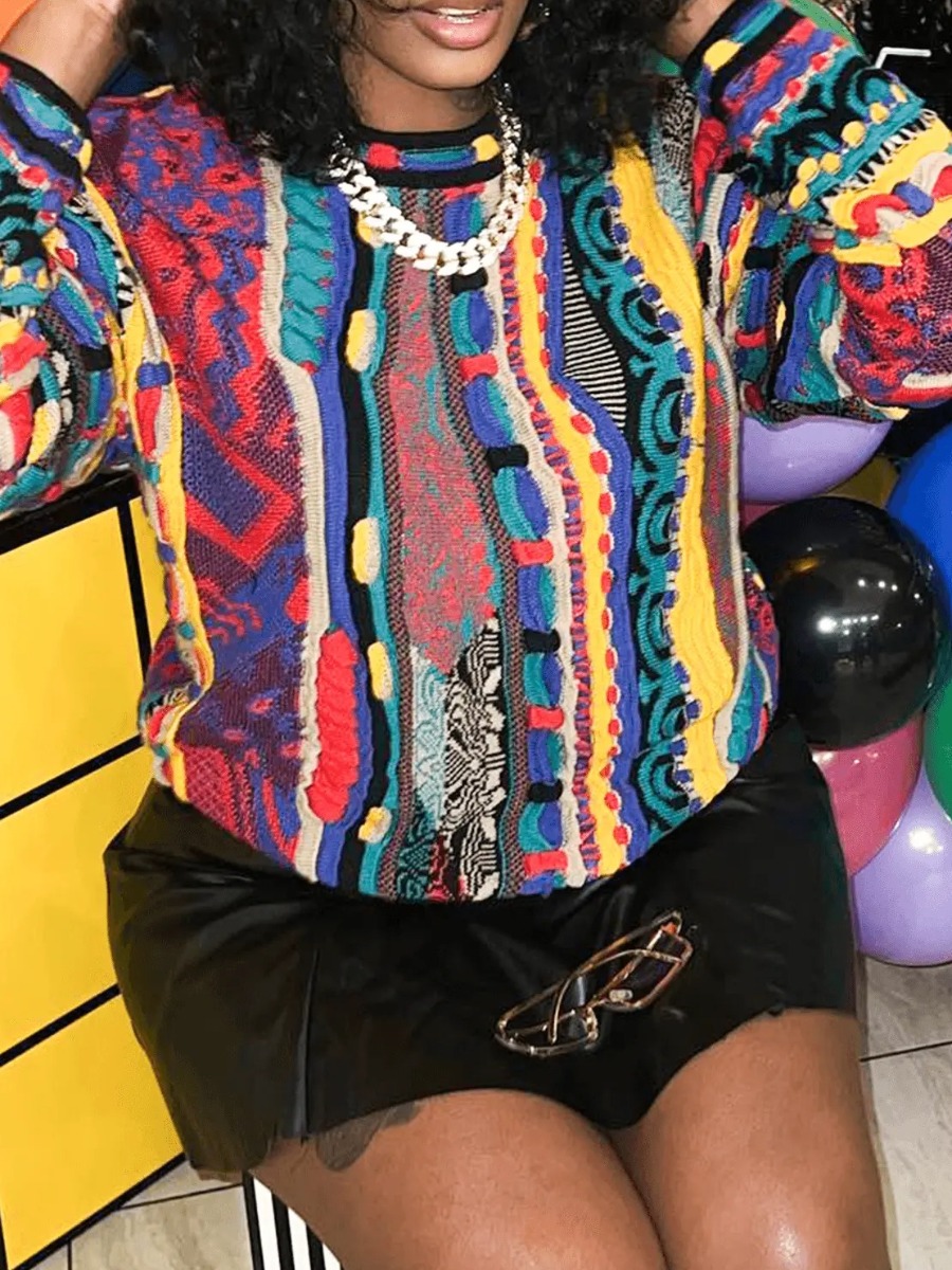 LW Mixed Print Loose Sweatshirt