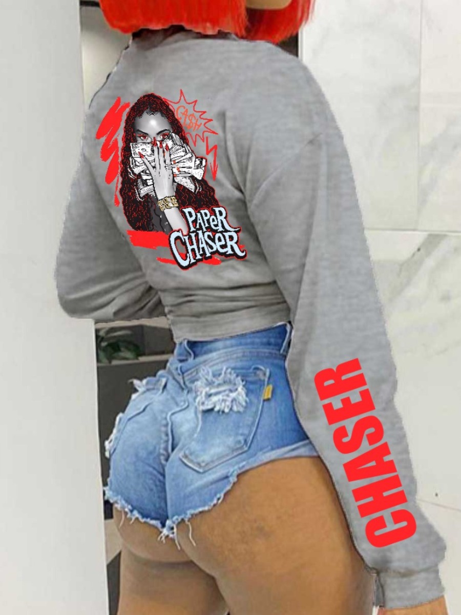 LW Figure Money Letter Print Sweatshirt